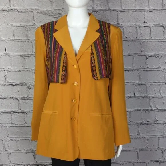 Silk Boutique Yellow Button Blouse with Vest, Women's 10 - Picture 2 of 11